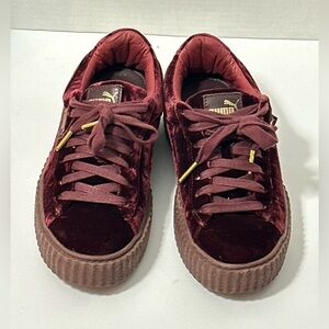 Puma Burgundy Sneakers with Gold Details
